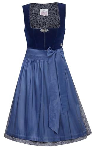 Marjo Dirndl Elisabeth 65cm Länge | Mididirndl Samt schlicht elegant | Damen Samtdirndl (DE/NL/SE/PL, Numerisch, 44, Regular, Regular, 65cm Länge azurblau) von MarJo Glorious Collection