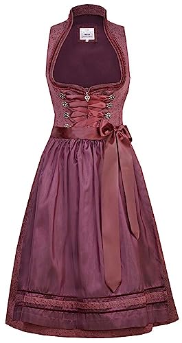 Marjo Dirndl Emmi 65er Länge Rosenholz | Mididirndl Schalkragen schlicht elegant | Damen Gr 36 von MarJo Glorious Collection