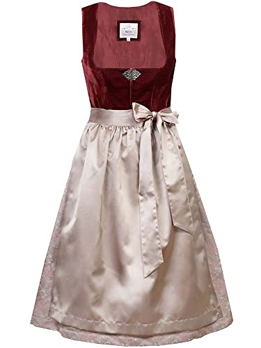 Marjo Dirndl Fenja 65er Länge rot | Jacquard schlicht elegant | Samt Midi Gr. 36 von MarJo Glorious Collection