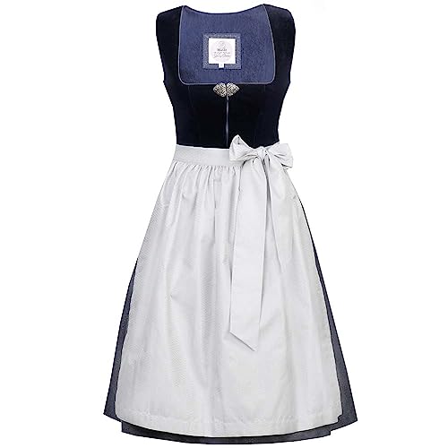 Marjo Dirndl Heidi 65er Länge dunkelblau | Samt-Dirndl schlicht elegant | Damen Midi Gr 36 von MarJo Glorious Collection