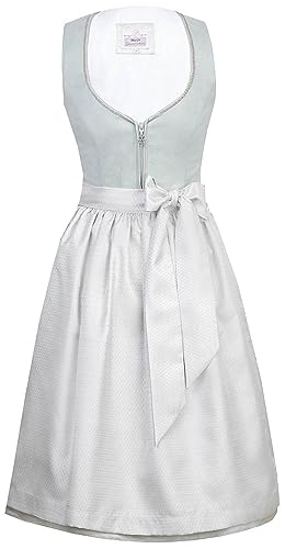 Marjo Dirndl Holly 65er Länge Mint Silber | Wildlederimitat Mididirndl schlicht elegant | Damen Gr 42 von MarJo Glorious Collection
