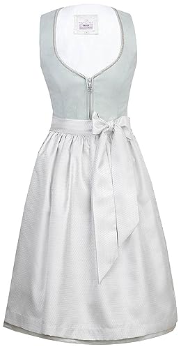 Marjo Dirndl Holly 65er Länge Mint Silber | Wildlederimitat Mididirndl schlicht elegant | Damen Gr 46 von MarJo Glorious Collection