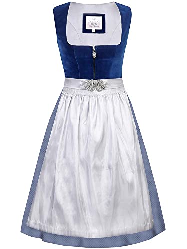 Marjo Dirndl Inka 65er Länge blau | Mididirndl Samt schlicht elegant | Damen Gr. 34 von MarJo Glorious Collection