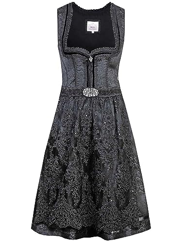 Marjo Dirndl Kordula 65cm Länge schwarz | Schwarzes Dirndl schlicht elegant | Damen Midi Gr 36 von MarJo Glorious Collection