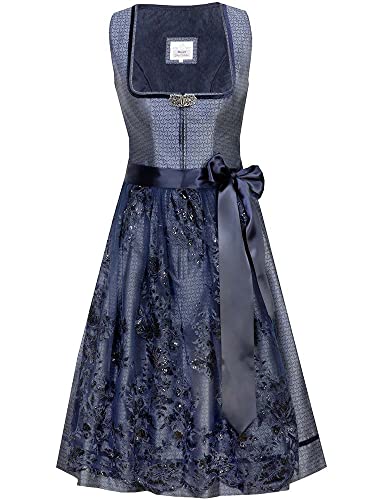 Marjo Dirndl Marisol 65er Länge deep Ocean Blue | Mididirndl schlicht elegant | Damen Gr 38 von MarJo Glorious Collection