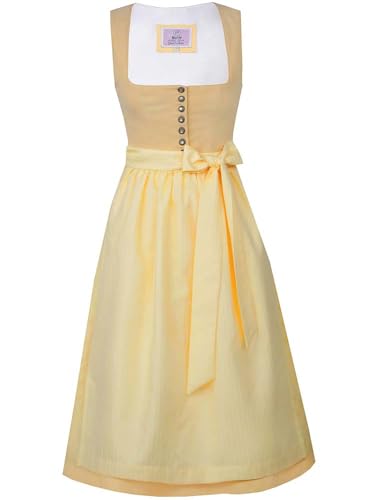 Marjo Dirndl Obing 70cm Länge | Cord-Dirndl Midi mit Knöpfen | Mididirndl Ton-in-Ton (DE/NL/SE/PL, Numerisch, 40, Regular, Regular, Zitrone) von MarJo Glorious Collection