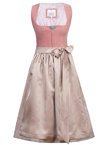 Marjo Dirndl Sabine Samt | Samtdirndl 68cm Rocklänge midi | Mididirndl Damen Puder Gr 42 von MarJo Glorious Collection