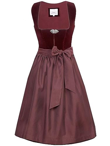 Marjo Dirndl Susi 65er Länge weinrot | Samt-Dirndl schlicht elegant | Damen Midi Rotwein Gr 42 von MarJo Glorious Collection