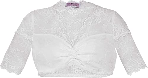 MarJo Graceful Dirndlbluse Eiza-Finja | Spitzendirndlbluse V-Ausschnitt Damen | Spitze weiß Gr 40 von MarJo Graceful