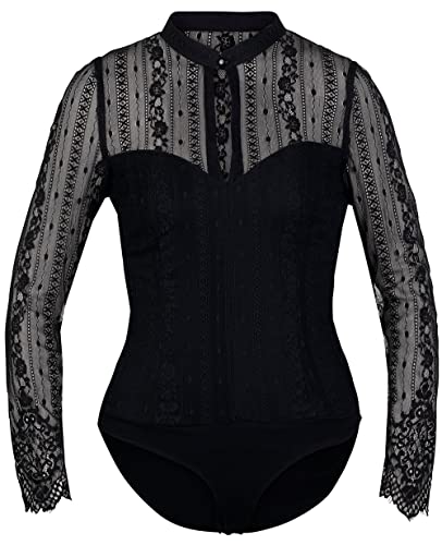 MarJo Graceful Spitzenbody Lavita-Madlenka | Trachtenbody aus Spitze Langarm | Body schwarz Gr. 32 von MarJo Graceful