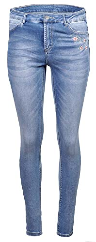 MarJo Graceful Trachtenjeans Rachel Lang blau | Jeans Mit Blümchen-Stickerei | Skinny Damen Gr 40 von MarJo Graceful