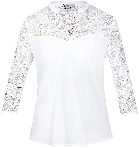 Marjo Bluse Janina-Majara halbarm Ecru | Trachtenbluse mit Spitze | Damen Gr. 36 von MarJo Graceful