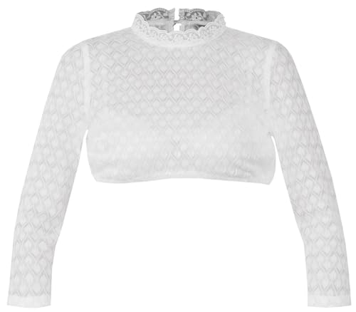 Marjo Dirndlbluse Bernried | hochgeschlossene Bluse aus Spitze | Langarm Damen (DE/NL/SE/PL, Numerisch, 34, Regular, Regular, weiß) von MarJo Graceful