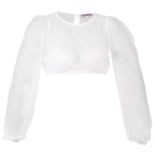 Marjo Dirndlbluse Gremsdorf | Langarm hochgeschlossen | Damen Dirndl-Bluse aus Spitze (DE/NL/SE/PL, Numerisch, 36, Regular, Regular, Ecru) von MarJo Graceful