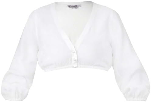 Marjo Dirndlbluse Hausham 3/4-Arm | Bluse mit V-Ausschnitt Damen | Strukturmuster (DE/NL/SE/PL, Numerisch, 34, Regular, Regular, Ecru) von MarJo Graceful