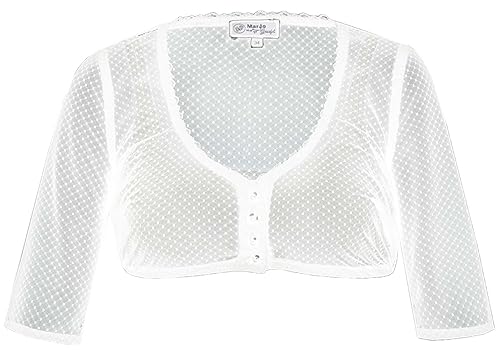 Marjo Dirndlbluse Ilena-Maria Creme | Damen Dirndl-Bluse aus Pünktchen-Spitze in Ecru | Herzausschnitt mit Knöpfen Gr 34 von MarJo Graceful