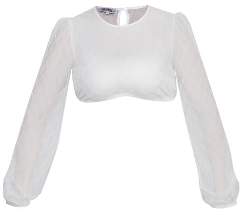 Marjo Dirndlbluse Ivana-Sarah | Langarm hochgeschlossen | Damen Dirndl-Bluse aus Spitze (DE/NL/SE/PL, Numerisch, 32, Regular, Regular, Ecru) von MarJo Graceful