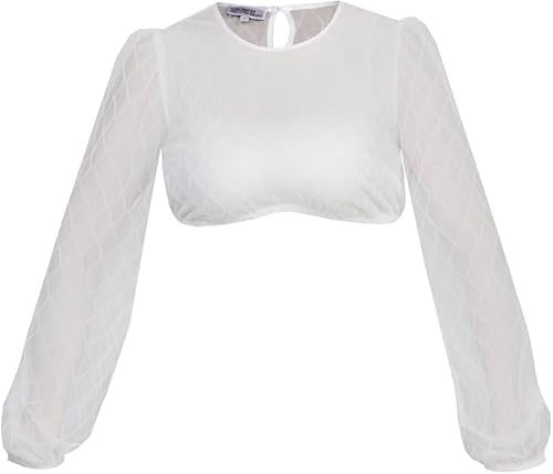 Marjo Dirndlbluse Ivana-Sarah | Langarm hochgeschlossen | Damen Dirndl-Bluse aus Spitze (DE/NL/SE/PL, Numerisch, 40, Regular, Regular, Ecru) von MarJo Graceful