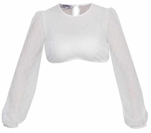 Marjo Dirndlbluse Ivana-Sarah | Langarm hochgeschlossen | Damen Dirndl-Bluse aus Spitze (DE/NL/SE/PL, Numerisch, 44, Regular, Regular, Ecru) von MarJo Graceful