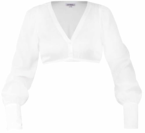 Marjo Dirndlbluse Jetzendorf Langarm | Bluse mit V-Ausschnitt Damen | Ecru (DE/NL/SE/PL, Numerisch, 34, Regular, Regular, Ecru) von MarJo Graceful