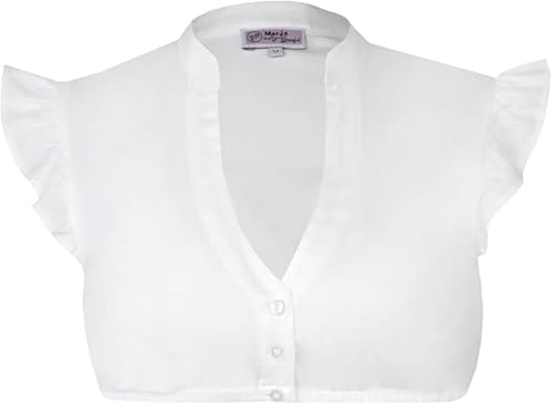 Marjo Dirndlbluse Kienberg weiß | Flügelarm V-Ausschnitt Damen | Rüschen Ecru (DE/NL/SE/PL, Numerisch, 38, Regular, Regular, weiß) von MarJo Graceful