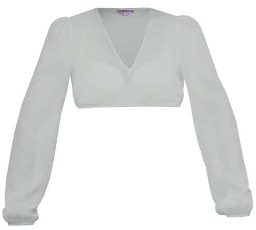 Marjo Dirndlbluse Salching Langarm | Bluse mit V-Ausschnitt Damen | (DE/NL/SE/PL, Numerisch, 34, Regular, Regular, Salbei) von MarJo Graceful