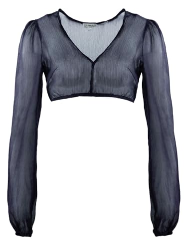 Marjo Dirndlbluse Salching Langarm | Bluse mit V-Ausschnitt Damen | (DE/NL/SE/PL, Numerisch, 46, Regular, Regular, Nachtblau) von MarJo Graceful
