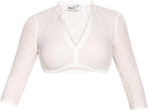 MarJo Dirndlbluse Dilana Linda schwarz Creme Spitze v-Ausschnitt (3/4 Arm Off White, 34) von MarJo