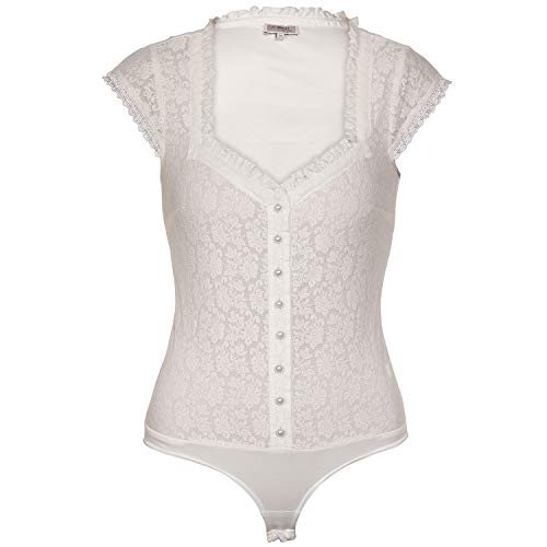 MarJo Body Nevia-Emely Creme Flügelarm | Trachtenbody aus Spitze | Spitzenbody in Creme weiß | Auch als Dirndlbluse geignet (Creme, 30) von MarJo