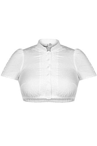 MarJo Damen Baumwoll Dirndl Bluse hochgeschlossen Weiss, Weiß, 34 von MarJo