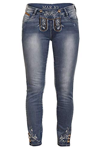 MarJo Damen Damen Trachten Stretch-Jeans lang blau, BLAU, 40 von MarJo