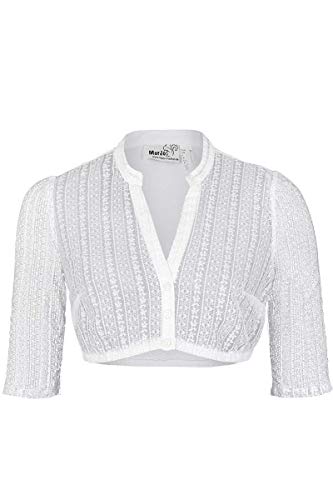 MarJo Damen Dirndl Bluse V-Ausschnitt halbarm weiß, Weiß, 32 von MarJo