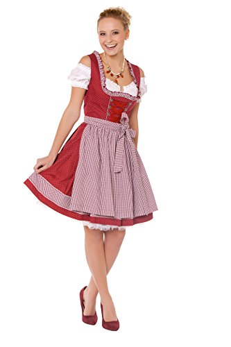 Marjo Damen Dirndl Elicia 3 55er Länge (40, blutrot) von MarJo