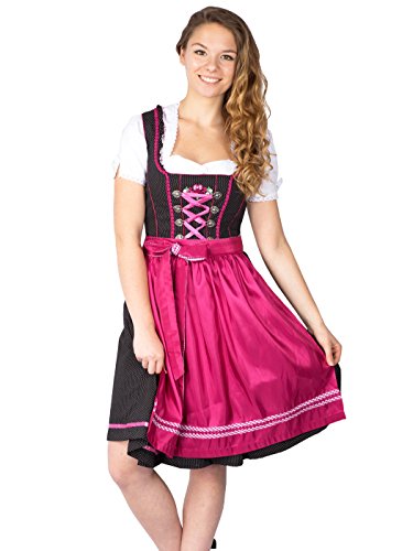 MarJo Damen Dirndl Fabia 55er Länge schwarz Silber oder Beere (34, schwarz Beere) von MarJo