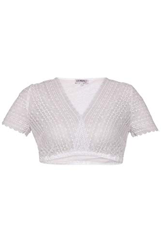 MarJo Damen Dirndl-Spitzen-Bluse V-Ausschnitt Offwhite, Offwhite, 36 von MarJo