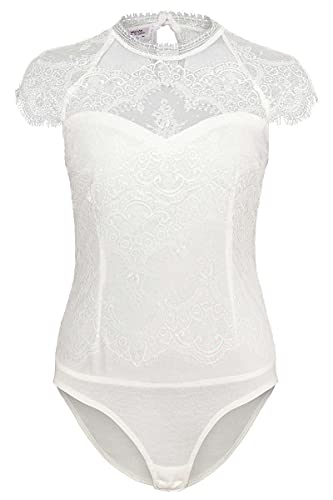 MarJo Damen Dirndl-Spitzen-Body hochgeschlossen Offwhite, Offwhite, 34 von MarJo