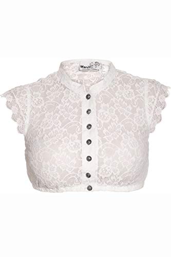MarJo Damen Dirndl Spitzenbluse hochgeschlossen wollweiß, WOLLWEIß (weiß), 40 von MarJo