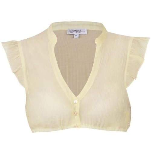 MarJo Damen Dirndlbluse Waldbrunn Flügelarm 307700 | Farbauswahl - Elegante Bluse zum Dirndl Tracht Oktoberfest Kleid Festliche Anlässe (DE/NL/SE/PL, Numerisch, 46, Regular, Regular, Zitrone) von MarJo