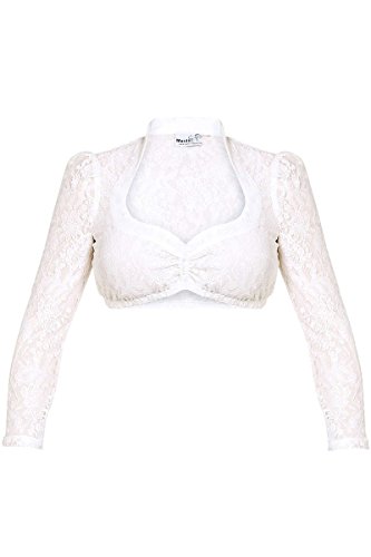 MarJo Damen Dirndlbluse mit Herzausschnitt Langarm Creme, Creme (Natur), 34 von MarJo