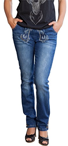 MarJo Damen Trachtenjeans lang Classic (32, blau) von MarJo