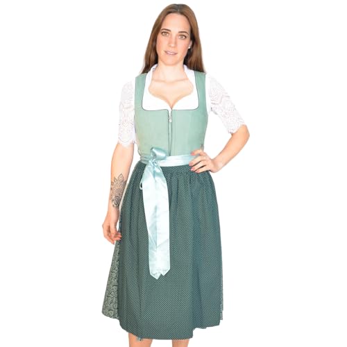 MarJo Damen Trachtenmode - Midi Cord-Dirndl Conny in Grün Trachten - 65 cm für Damen - Super schönes Dirndl in 2024 - Highlight: CORDDIRNDL, Größe:36, Farbe:Grün von MarJo