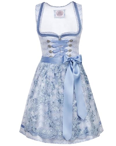 MarJo Dirndl Alessa mit Spitzenschürze 693150 | Wasserblau 50cm 32 von MarJo