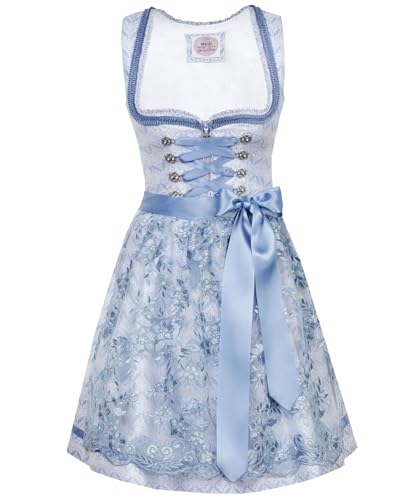MarJo Dirndl Alessa mit Spitzenschürze 693150 | Wasserblau 50cm 42 von MarJo