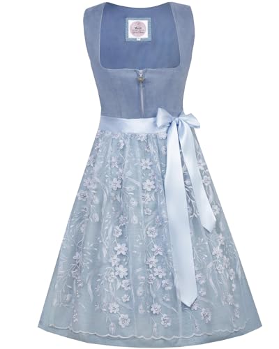 MarJo Dirndl Isa mit Spitzenschürze 698265 | Light Denim 65cm 36 von MarJo