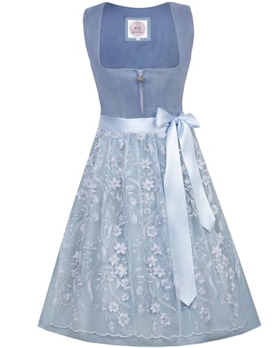 MarJo Dirndl Isa mit Spitzenschürze 698265 | Light Denim 65cm 38 von MarJo