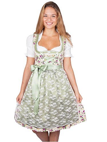 MarJo Dirndl Minette 55er Länge Creme/grün (44, Creme/Grün) von MarJo