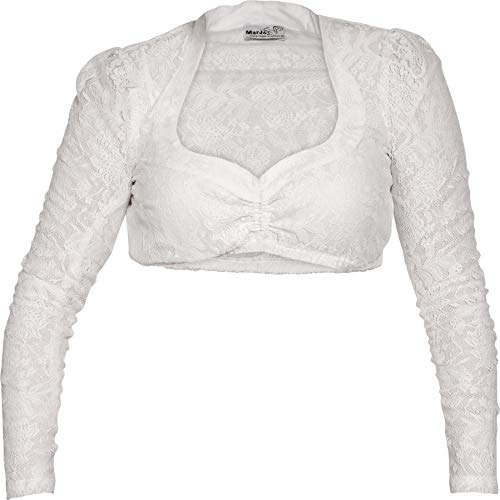 MarJo Dirndlbluse Becca Celina Creme Langarm Spitze (Langarm weiß, 40) von MarJo