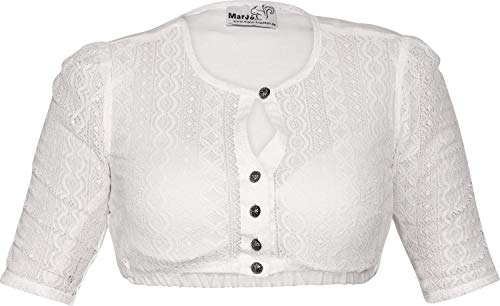 MarJo Dirndlbluse Bela-Anita Spitze hochgeschlossen Zierknöpfe Creme weiß (Creme, 40) von MarJo