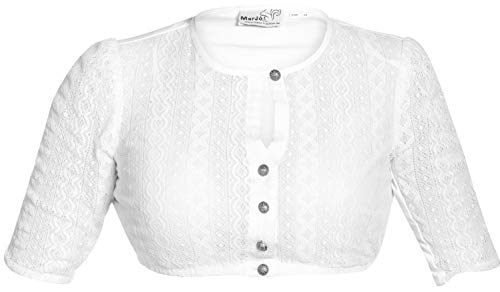 MarJo Dirndlbluse Bela-Anita Spitze hochgeschlossen Zierknöpfe Creme weiß (weiß, 34) von MarJo