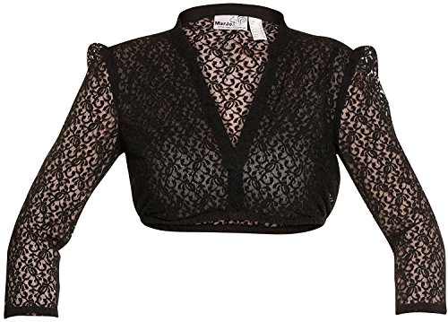 MarJo Dirndlbluse Dilana Linda schwarz Creme Spitze v-Ausschnitt (3/4 Arm schwarz, 44) von MarJo